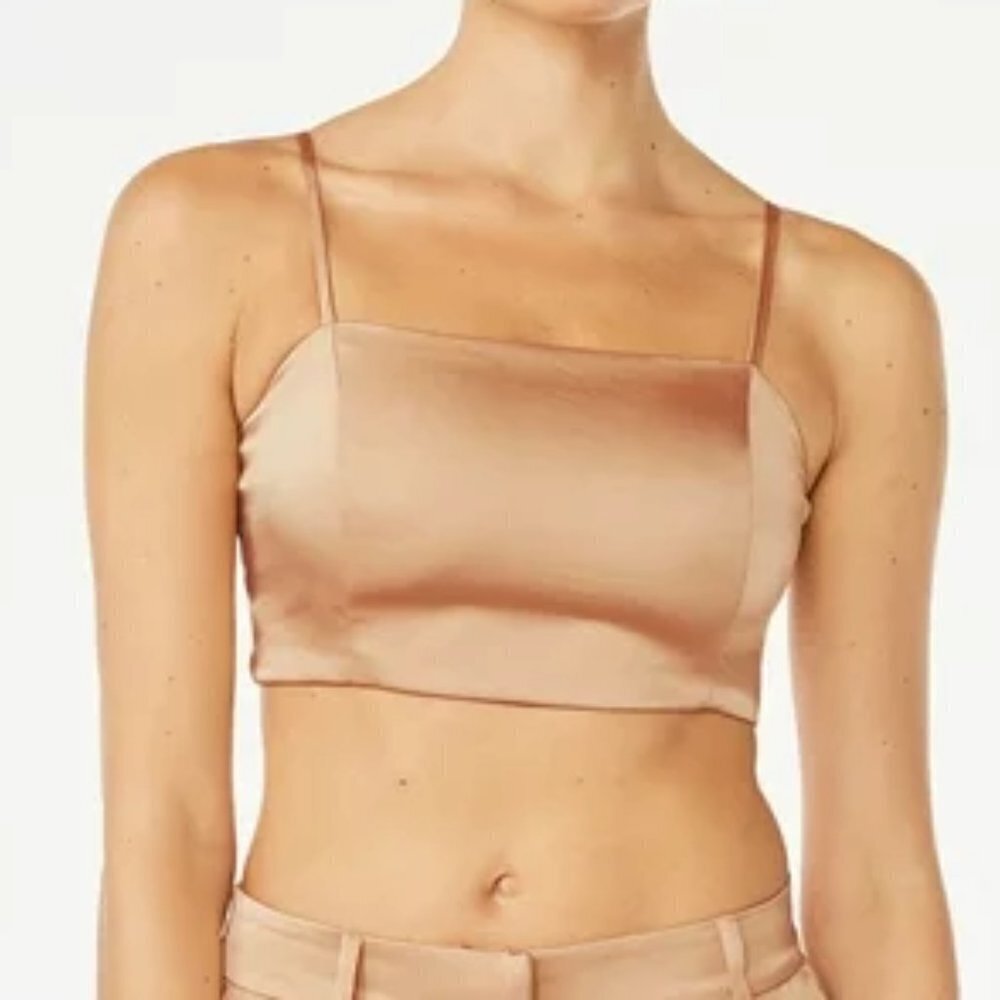 Scoop Satin Cropped Cami Tan Gold Women Size S 4-6 NWT